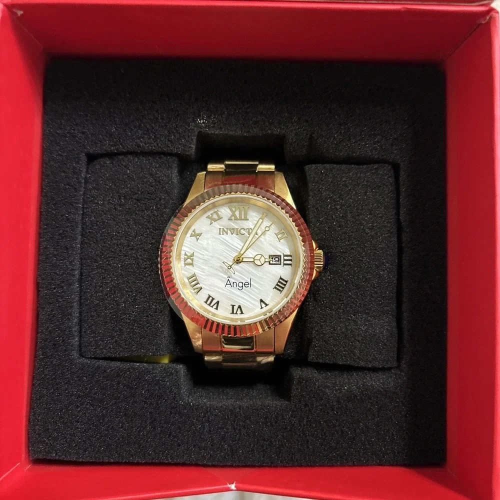 Invicta Angel Women's Quartz Watch Ladies 38mm Gold 36058 NWT HTF